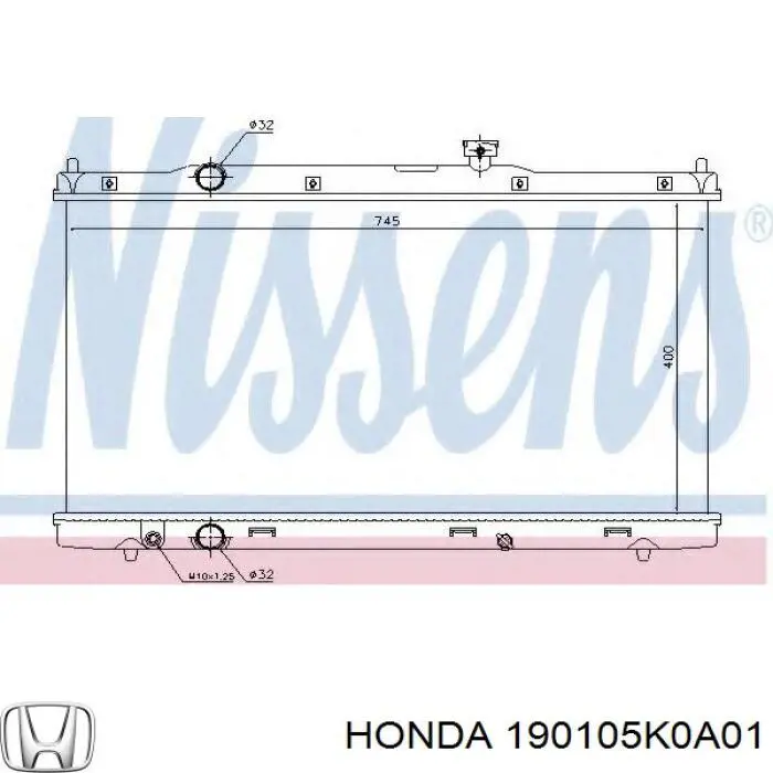 190105K0A01 Honda radiador refrigeración del motor