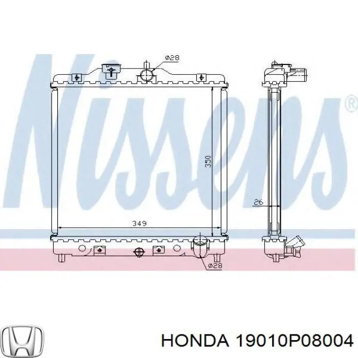 19010P08004 Honda radiador refrigeración del motor