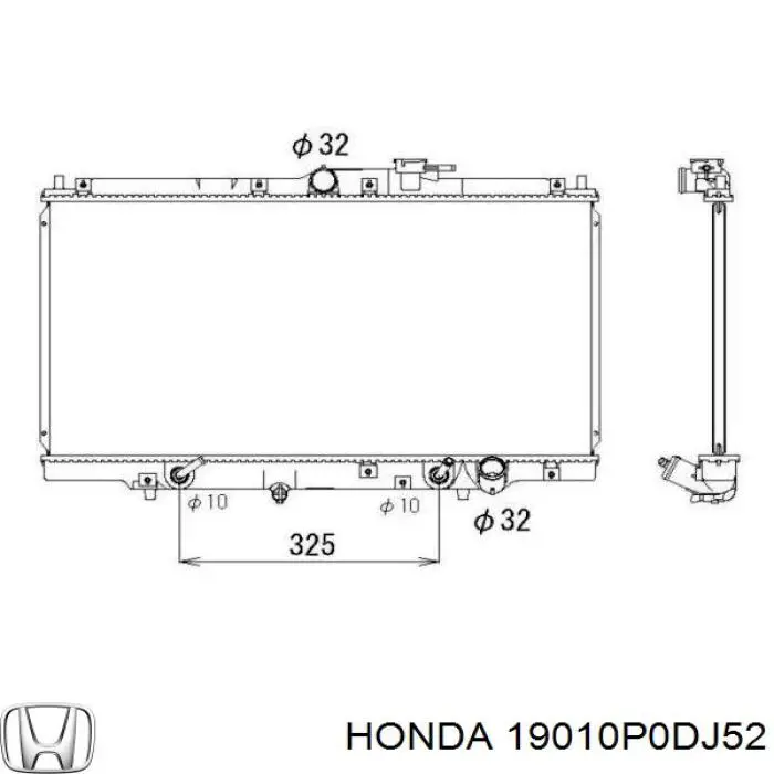 19010P0DJ52 Honda radiador refrigeración del motor