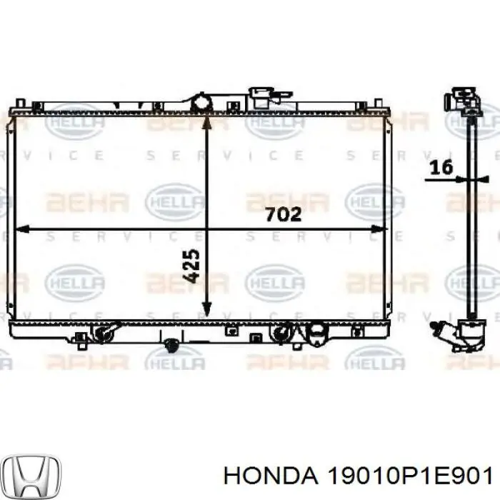 19010P1E901 Honda radiador refrigeración del motor