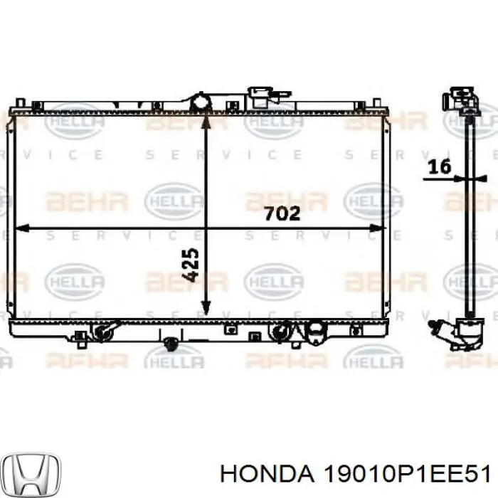 19010P1EE51 Honda radiador refrigeración del motor