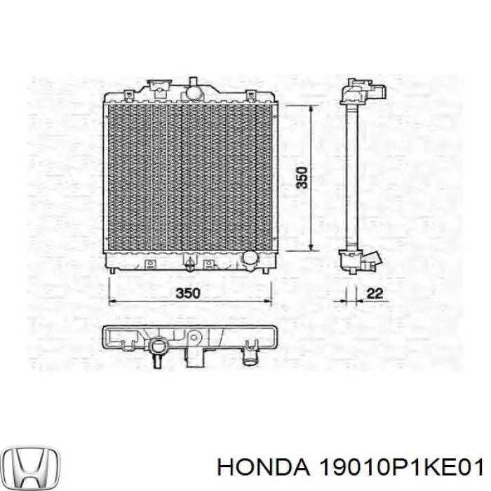 19010P1KE01 Honda radiador refrigeración del motor