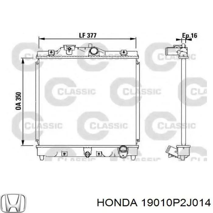 19010P2J014 Honda radiador