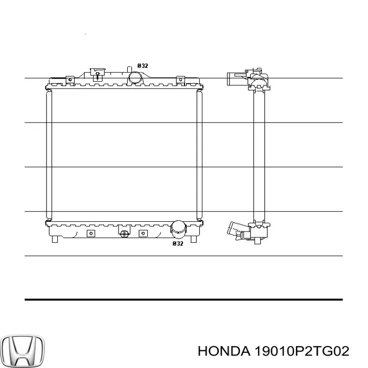 19010P2TG02 Honda radiador refrigeración del motor