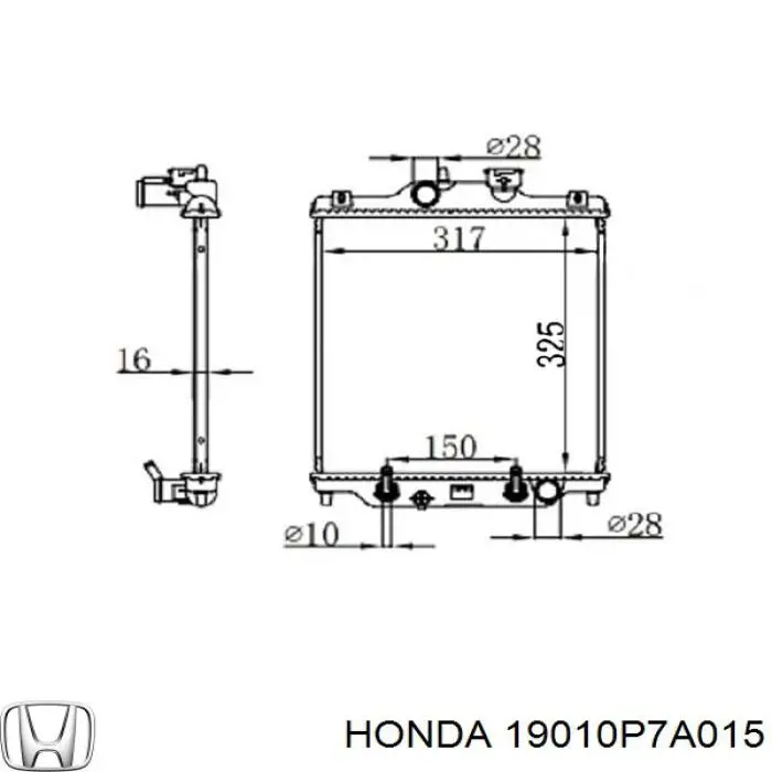 Radiador de água Honda Logo GA3