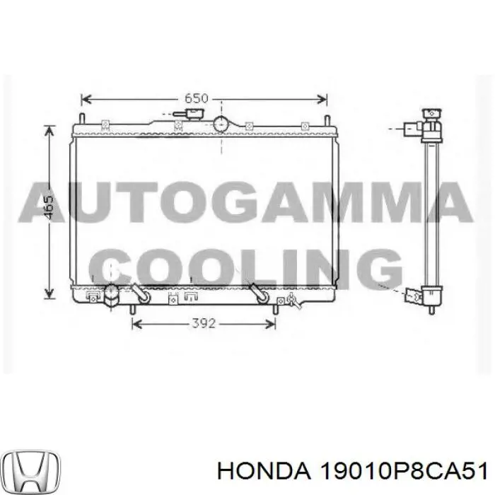 19010P8CA51 Honda radiador