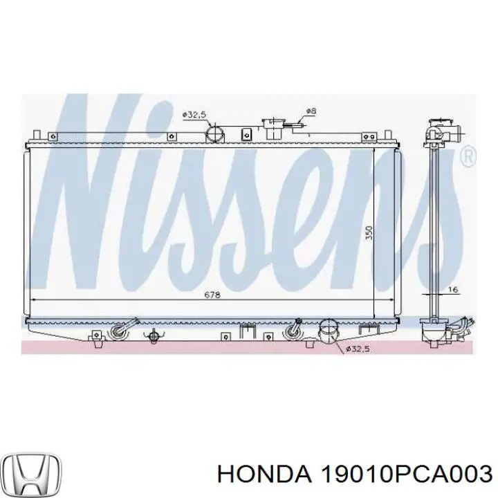 19010PCA003 Honda radiador refrigeración del motor