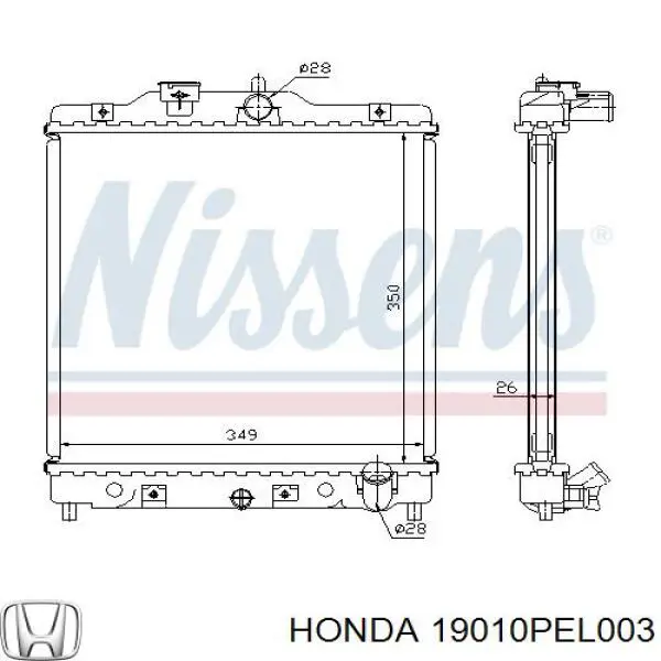 Radiador 19010PEL003 Honda