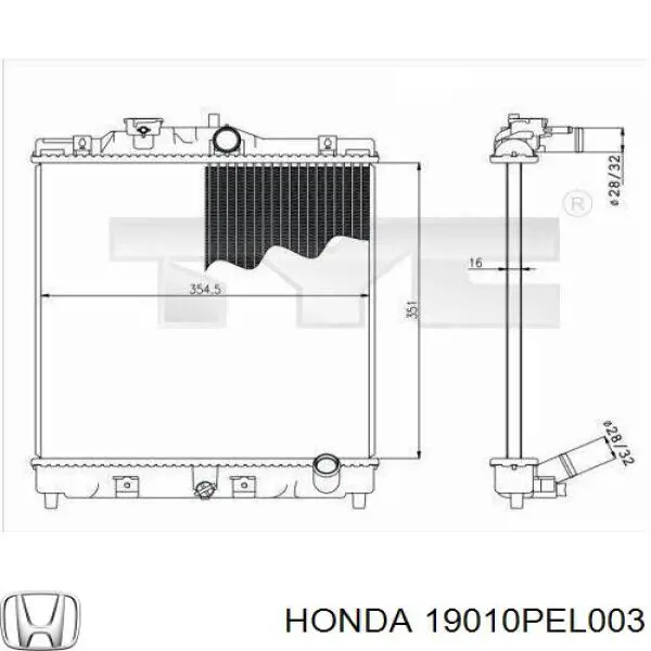 Radiador de água Honda 19010PEL003