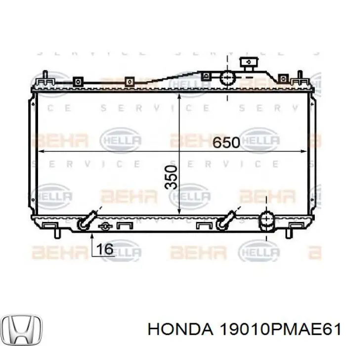 19010PMAE61 Honda radiador refrigeración del motor