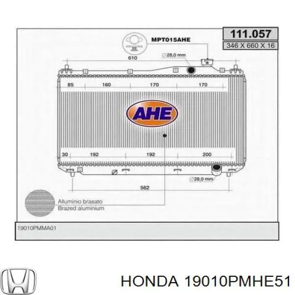 Água radiador Honda 19010PMHE51 precio, desde 75,50 EUR