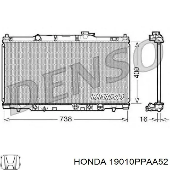 19010PPAA52 Honda radiador refrigeración del motor