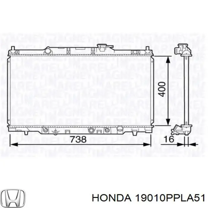 Radiador de água Honda 19010PPLA51