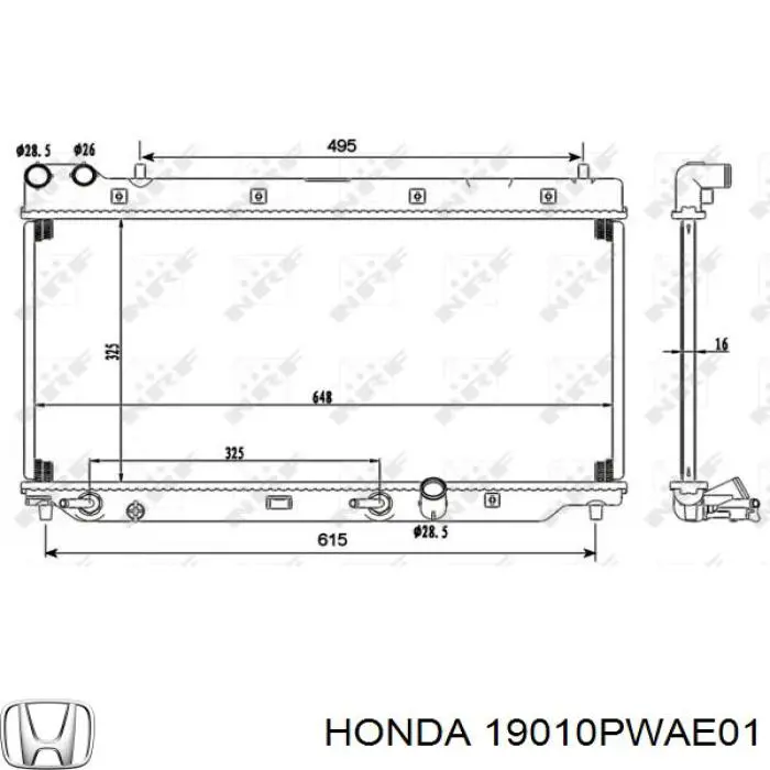 Radiador 19010PWAE01 Honda
