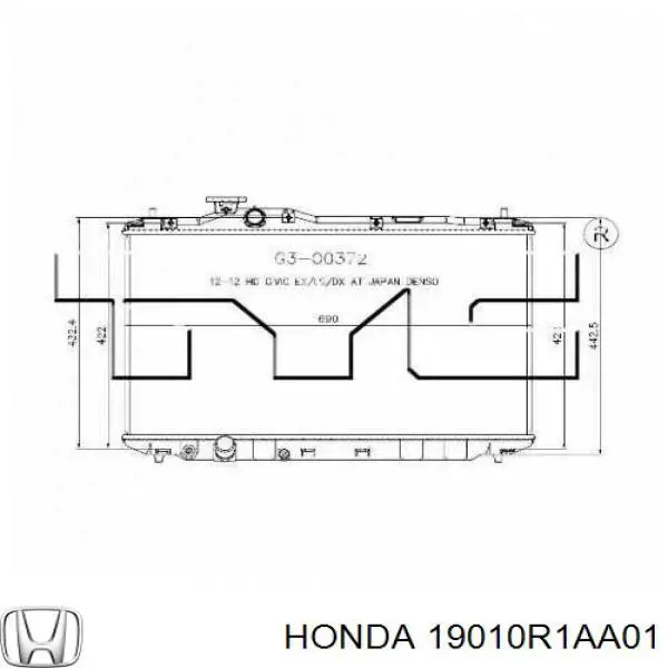 19010R1AA01 Honda radiador refrigeración del motor