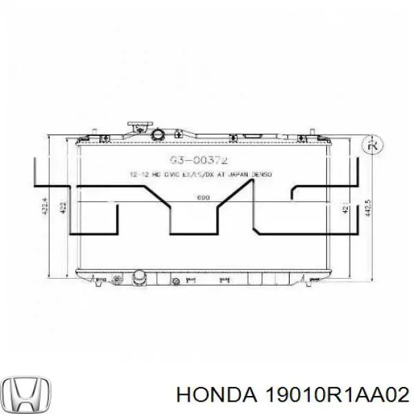 19010R1AA02 Honda radiador refrigeración del motor