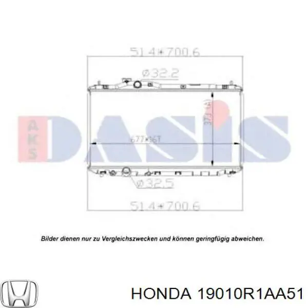 19010R1AA51 Honda radiador refrigeración del motor