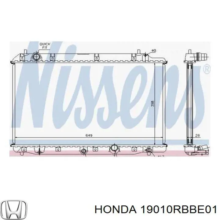 Radiador 19010RBBE01 Honda