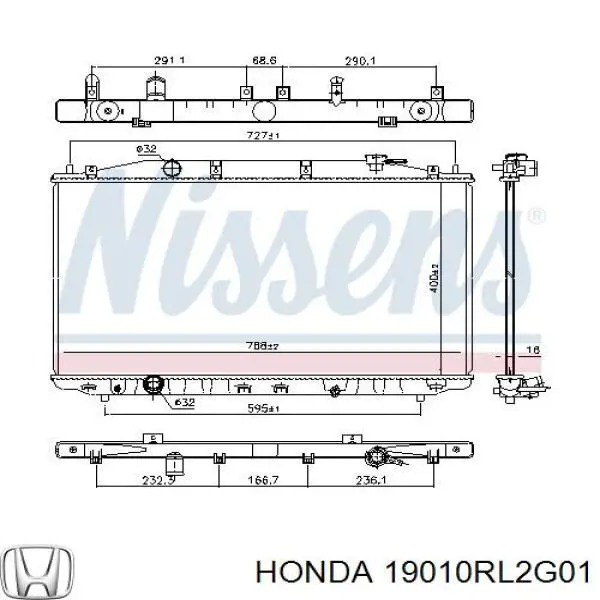 19010RL2G01 Honda radiador refrigeración del motor