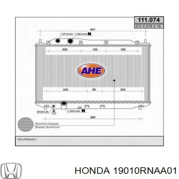 Comprar 19010RNAA01 Honda Radiador de auto