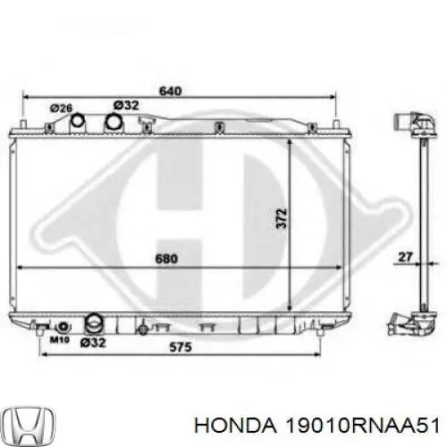 19010RNAA51 Honda radiador refrigeración del motor