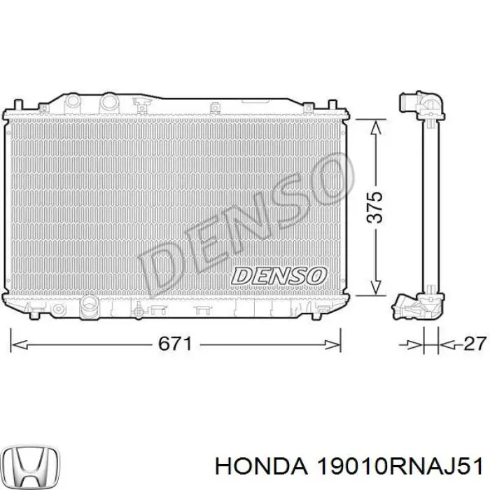 19010RNAJ51 Honda radiador refrigeración del motor