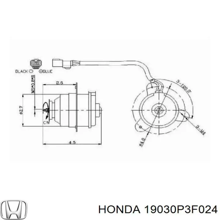 Motor del ventilador de enfriado HONDA 19030P3F024