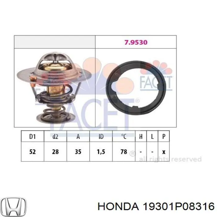 Comprar 19301P08316 Honda Termostato