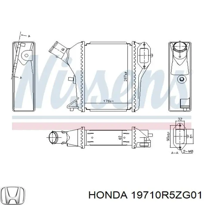 Radiador de aire de admisión Honda 19710R5ZG01 precio, desde 145,97 EUR