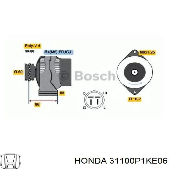 31100P1KE06 Honda Alternador de coche