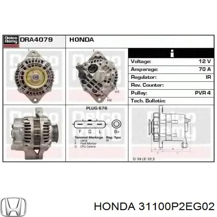 31100P2EG02 Honda alternador