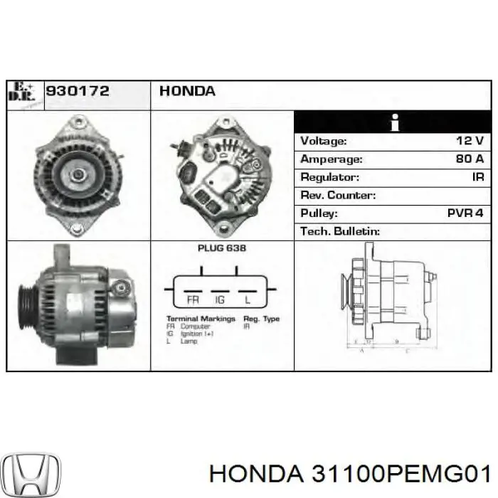 Alternador CJV78 Honda