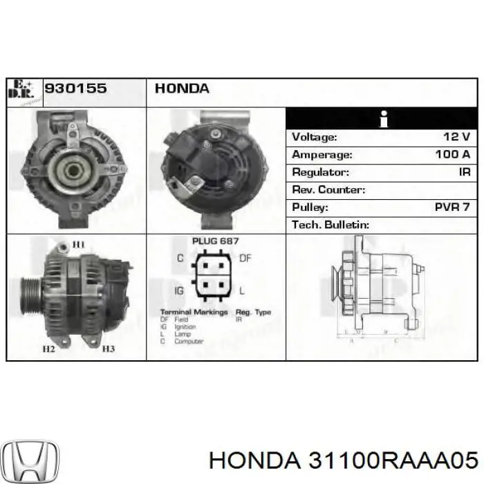 Alternador 31100RAAA05 Honda
