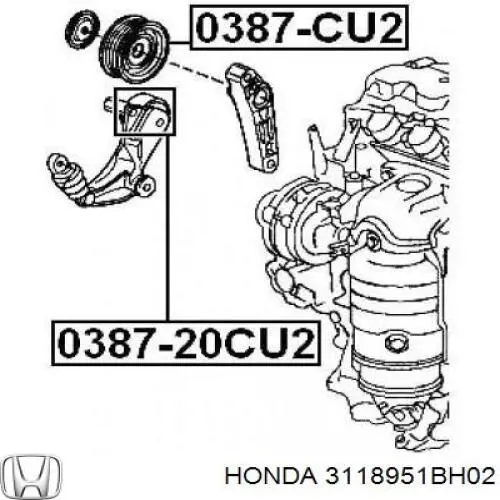 3118951BH02 Honda rodillo, correa trapecial poli v