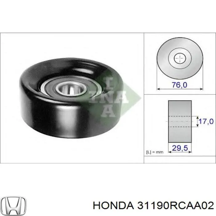 Polea inversión / guía, correa poli V 31190RCAA02 Honda