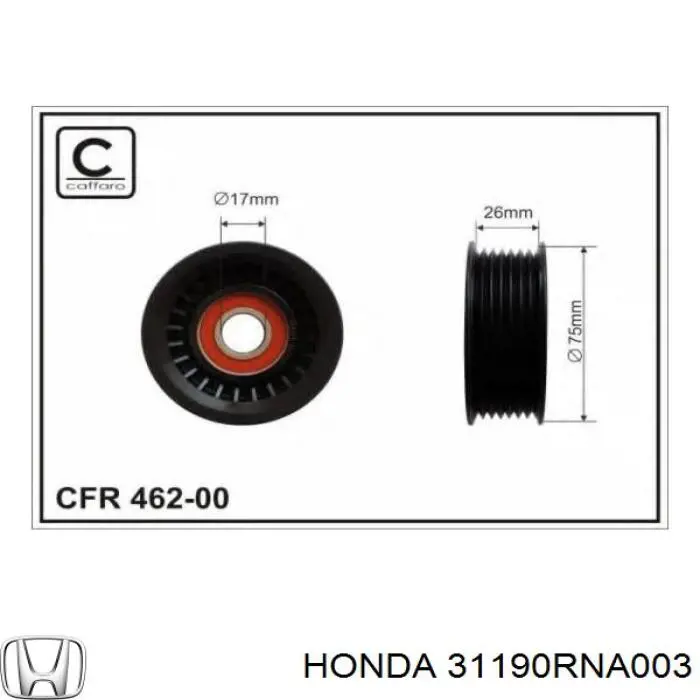 Comprar 31190RNA003 Honda Polea tensora, correa poli V