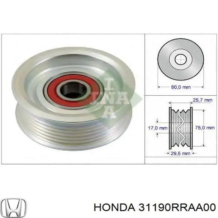 31190RRAA00 Honda polea inversión / guía, correa poli v
