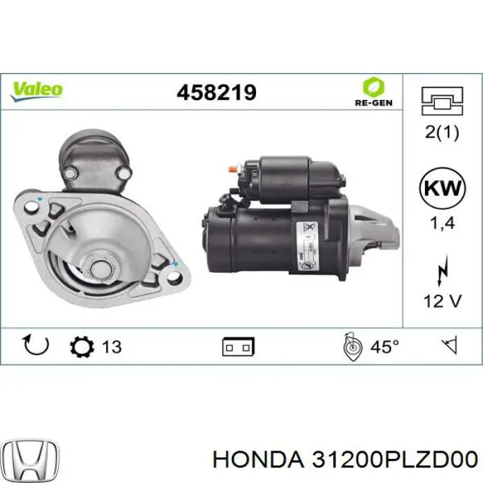 31200PLZD00 Honda motor de arranque