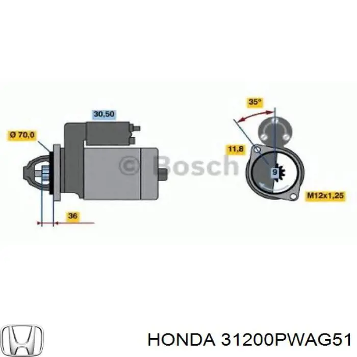 31200PWAG51 Honda motor de arranque