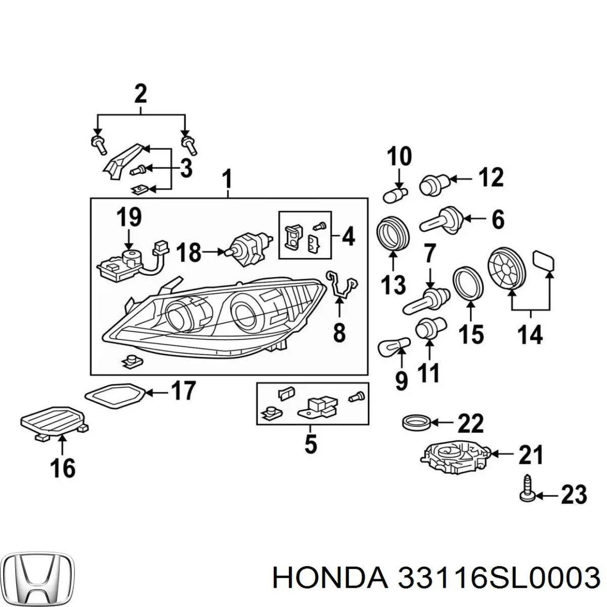 33116SL0003 Honda Bombilla de xenón
