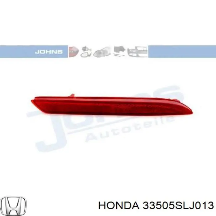 33505SLJ013 Honda reflector, parachoques trasero, derecho