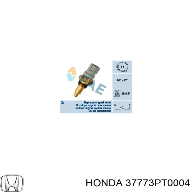 Comprar 37773PT0004 Honda Sensor de temperatura del refrigerante, salpicadero