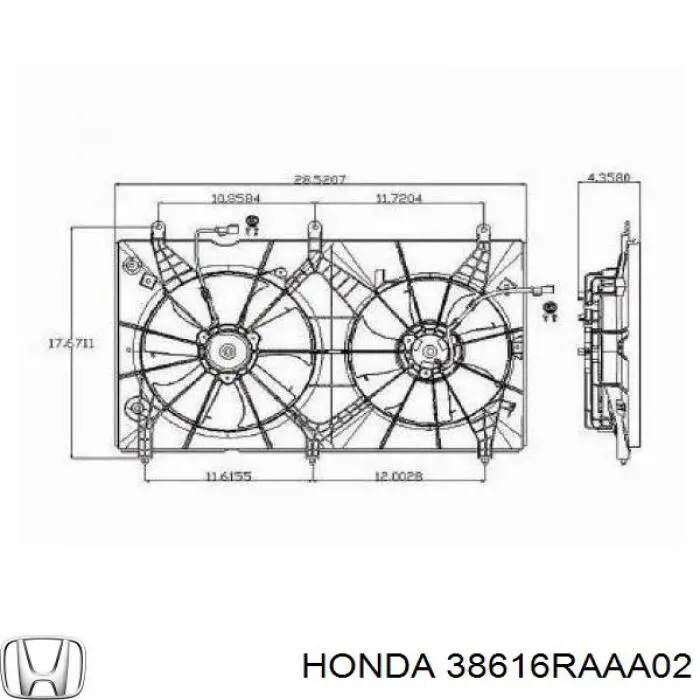 38616RAAA02 Honda ventilador (rodete +motor refrigeración del motor con electromotor completo)