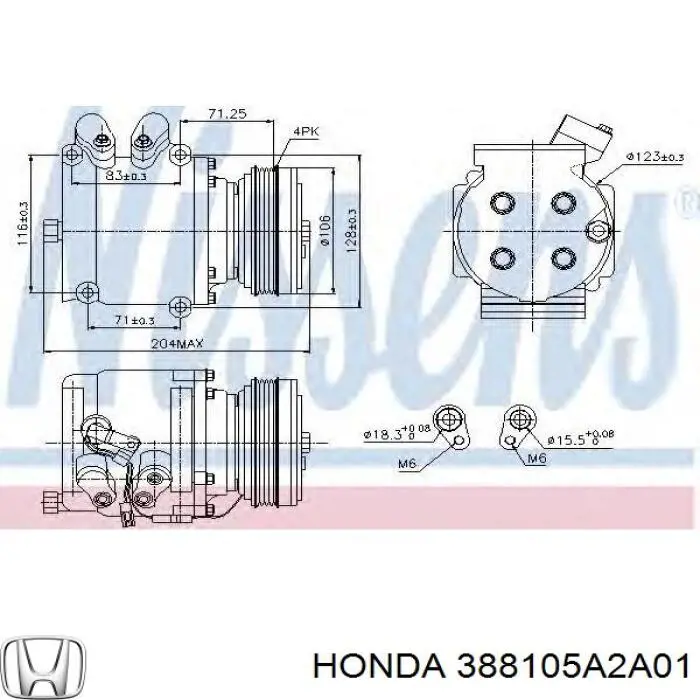 Compresor de aire acondicionado 388105A2A01 Honda