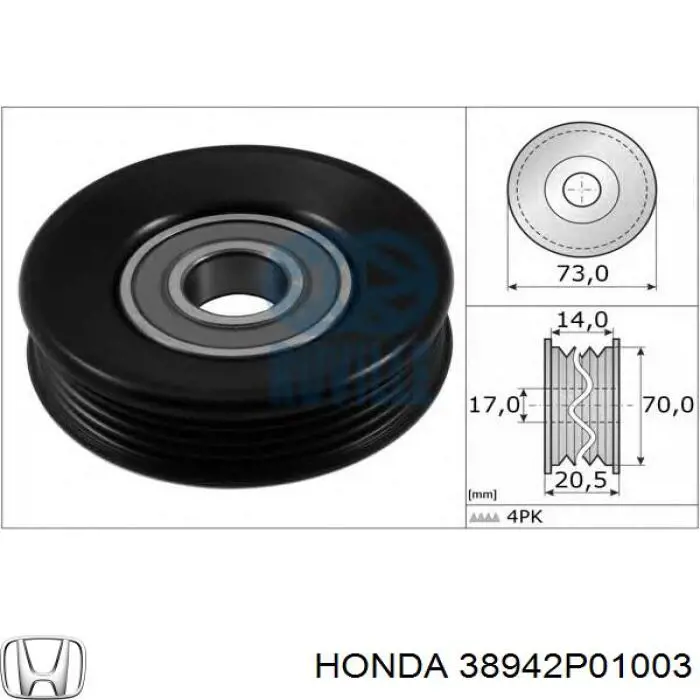 Rodillo tensor correa poli V Honda 38942P01003 precio, desde 28,89 EUR