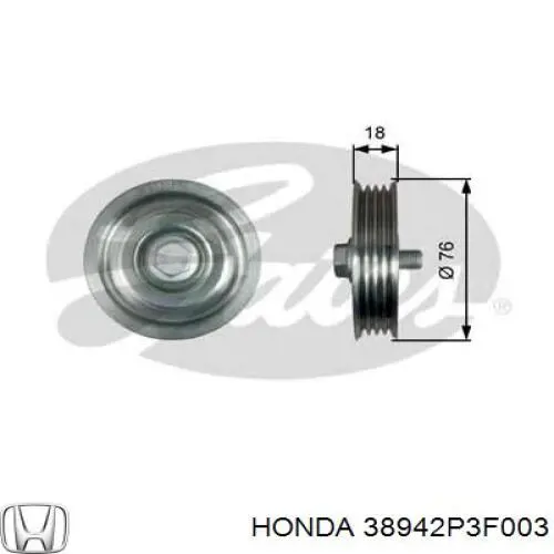 38942P3F003 Honda rodillo, correa trapecial poli v