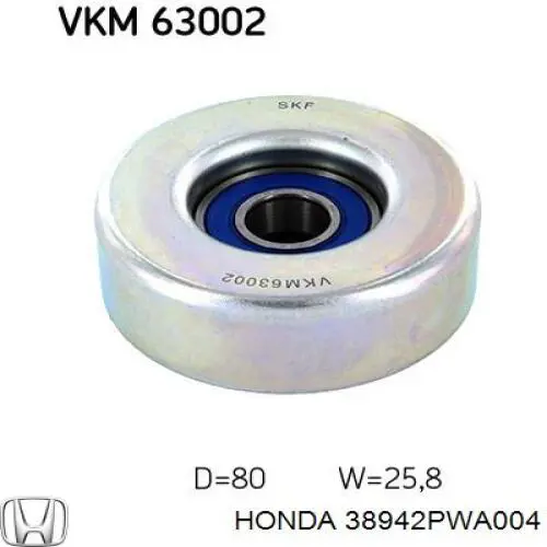 Comprar 38942PWA004 Honda Polea tensora, correa poli V