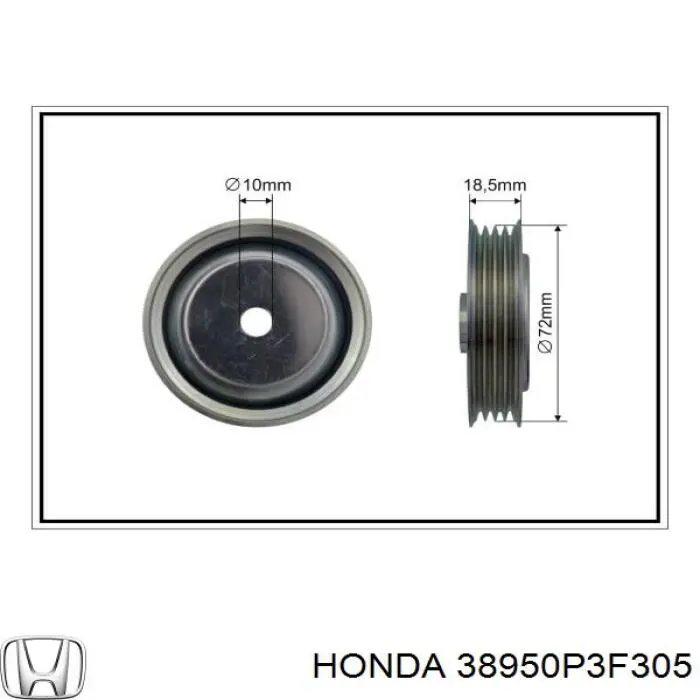 38950P3F305 Honda Polea tensora
