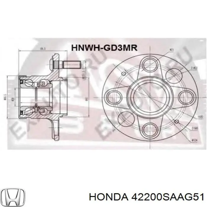 42200SAAG51 Honda cubo de rueda trasero