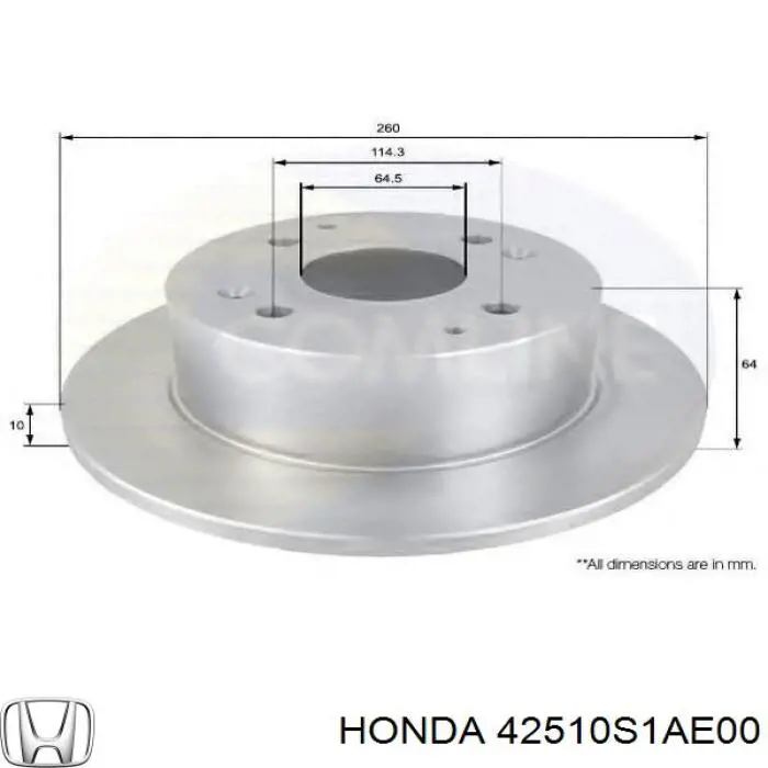 42510S1AE00 Honda disco de freno trasero
